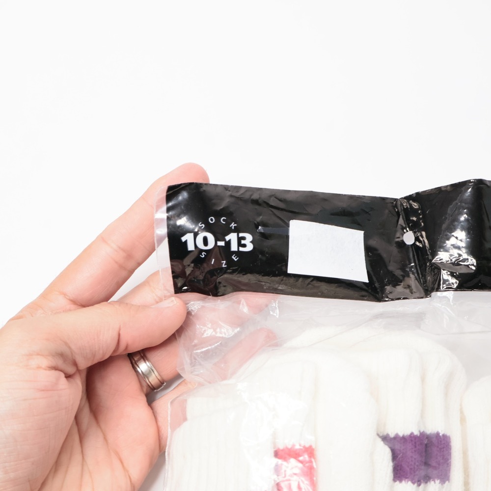VTG Trend Basics Mens Tube Socks Over The Calf 6 Pairs White Striped 10-13 NEW - Picture 3 of 6